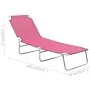 Tumbona plegable de acero y tela rosa de vidaXL, Tumbonas - Ref: Foro24-310330, Precio: 61,92 €, Descuento: %