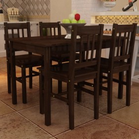 Mesa de comedor y 4 sillas madera marrón de vidaXL, muebles para cocinas y comedores - Ref: Foro24-241221, Precio: 280,78 €, ...