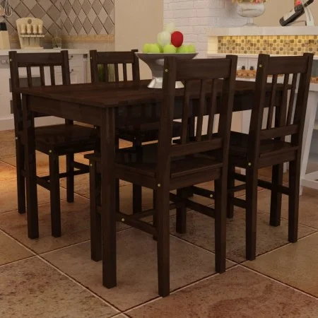 Mesa de comedor y 4 sillas madera marrón de vidaXL, muebles para cocinas y comedores - Ref: Foro24-241221, Precio: 304,38 €, ...