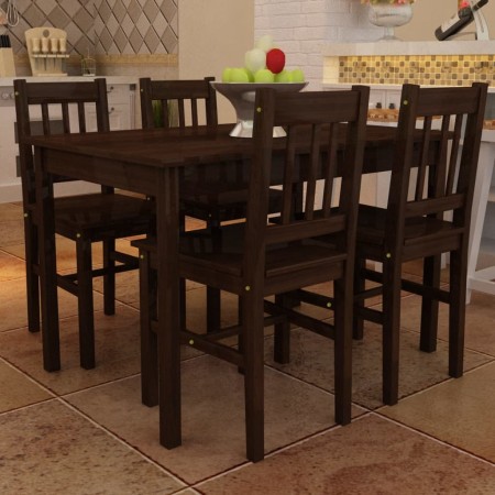Mesa de comedor y 4 sillas madera marrón de vidaXL, muebles para cocinas y comedores - Ref: Foro24-241221, Precio: 280,78 €, ...
