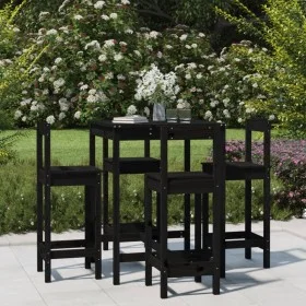 Set de mesa y taburetes altos jardín 5 piezas madera pino negro de vidaXL, Conjuntos de jardín - Ref: Foro24-3154744, Precio:...