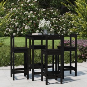 Set de mesa y taburetes altos jardín 5 piezas madera pino negro de vidaXL, Conjuntos de jardín - Ref: Foro24-3154744, Precio:...