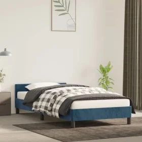 Dunkelblauer Samtbettrahmen mit Kopfteil 100x200 cm von vidaXL, Betten und Lattenroste - Ref: Foro24-347559, Preis: 81,38 €, ...