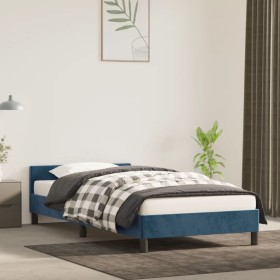 Estructura cama con cabecero terciopelo azul oscuro 100x200 cm de vidaXL, Camas y somieres - Ref: Foro24-347559, Precio: 82,6...