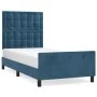 Dark blue velvet bed frame with headboard 100x200 cm by vidaXL, Beds and slatted bases - Ref: Foro24-3125987, Price: 140,86 €...