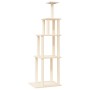 Rascador para gatos con postes de sisal color crema 183 cm de vidaXL, Mobiliario para gatos - Ref: Foro24-171744, Precio: 75,...