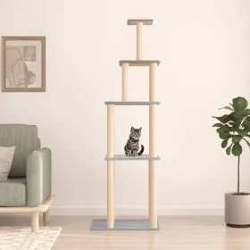 Rascador para gatos con postes de sisal gris claro 183 cm de vidaXL, Mobiliario para gatos - Ref: Foro24-171745, Precio: 76,8...