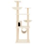 Rascador para gatos con postes de sisal color crema 141 cm de vidaXL, Mobiliario para gatos - Ref: Foro24-171747, Precio: 76,...
