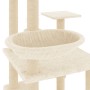 Rascador para gatos con postes de sisal color crema 141 cm de vidaXL, Mobiliario para gatos - Ref: Foro24-171747, Precio: 76,...