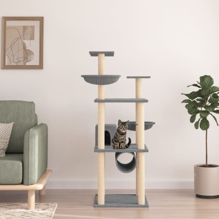 Rascador para gatos con postes de sisal gris claro 141 cm de vidaXL, Mobiliario para gatos - Ref: Foro24-171748, Precio: 73,7...