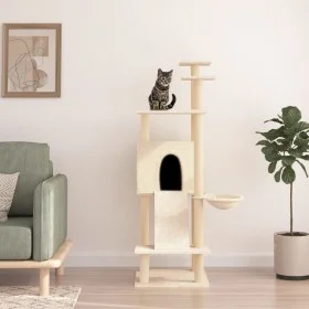 Rascador para gatos con postes de sisal crema 153 cm de vidaXL, Mobiliario para gatos - Ref: Foro24-171750, Precio: 59,65 €, ...
