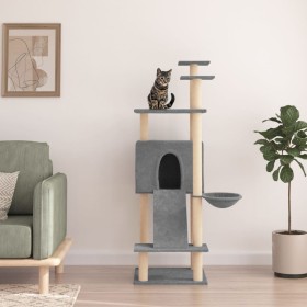 Rascador para gatos con postes de sisal gris claro 153 cm de vidaXL, Mobiliario para gatos - Ref: Foro24-171751, Precio: 50,2...