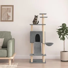 Rascador para gatos con postes de sisal gris claro 153 cm de vidaXL, Mobiliario para gatos - Ref: Foro24-171751, Precio: 58,3...