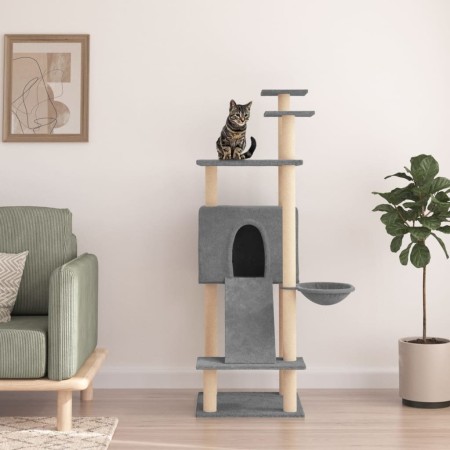 Rascador para gatos con postes de sisal gris claro 153 cm de vidaXL, Mobiliario para gatos - Ref: Foro24-171751, Precio: 50,2...