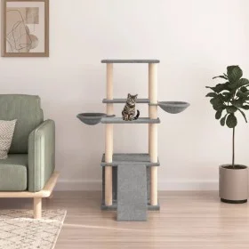 Rascador para gatos con postes de sisal gris claro 133 cm de vidaXL, Mobiliario para gatos - Ref: Foro24-171757, Precio: 53,5...