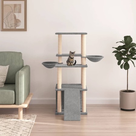 Rascador para gatos con postes de sisal gris claro 133 cm de vidaXL, Mobiliario para gatos - Ref: Foro24-171757, Precio: 54,1...