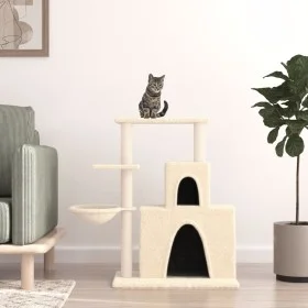 Rascador para gatos con postes de sisal color crema 83 cm de vidaXL, Mobiliario para gatos - Ref: Foro24-171765, Precio: 45,8...