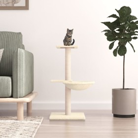 Rascador para gatos con postes de sisal color crema 72 cm de vidaXL, Mobiliario para gatos - Ref: Foro24-171768, Precio: 28,4...