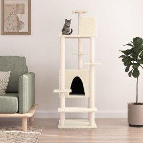 Rascador para gatos con postes de sisal crema 154 cm de vidaXL, Mobiliario para gatos - Ref: Foro24-171771, Precio: 64,77 €, ...