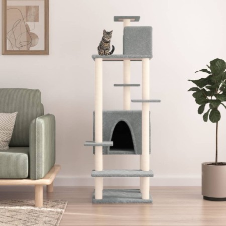Rascador para gatos con postes de sisal gris claro 154 cm de vidaXL, Mobiliario para gatos - Ref: Foro24-171772, Precio: 64,6...