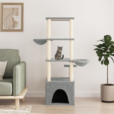 Rascador para gatos con postes de sisal gris claro 147 cm de vidaXL, Mobiliario para gatos - Ref: Foro24-171781, Precio: 76,0...