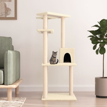 Rascador para gatos con postes de sisal color crema 123 cm de vidaXL, Mobiliario para gatos - Ref: Foro24-171783, Precio: 49,...