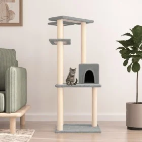 Rascador para gatos con postes de sisal gris claro 123 cm de vidaXL, Mobiliario para gatos - Ref: Foro24-171784, Precio: 43,6...