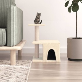 Rascador para gatos con postes de sisal color crema 48 cm de vidaXL, Mobiliario para gatos - Ref: Foro24-171786, Precio: 30,8...