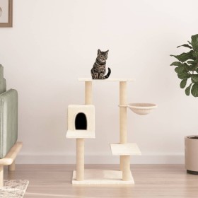 Rascador para gatos con postes de sisal color crema 82,5 cm de vidaXL, Mobiliario para gatos - Ref: Foro24-172385, Precio: 54...