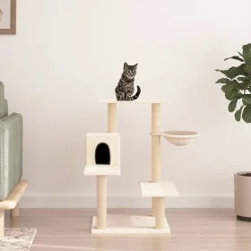 Rascador para gatos con postes de sisal color crema 82,5 cm de vidaXL, Mobiliario para gatos - Ref: Foro24-172385, Precio: 53...