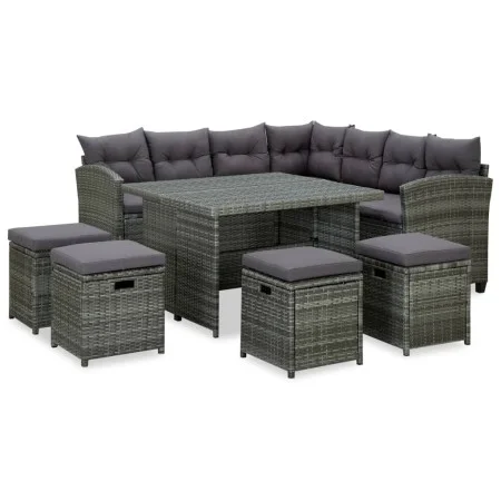 Set mit 6 Gartenmöbeln und Kissen synthetisches Rattangrau von vidaXL, Gartensets - Ref: Foro24-315231, Preis: 762,14 €, Raba...