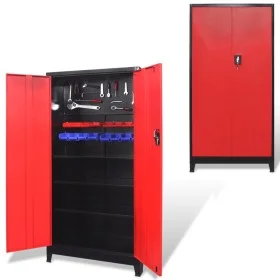 Tool cabinet 2 doors black/red steel 90x40x180 cm by vidaXL, Tool cabinets - Ref: Foro24-20158, Price: 531,60 €, Discount: %