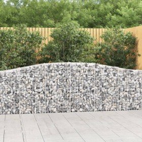 Cesta de gaviones forma arco hierro galvanizado 400x30x80/100cm en Macetas y jardineras | Comprar online en Foru.es