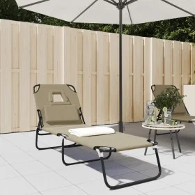 Tumbona plegable acero recubrimiento en polvo tela Oxford taupe de vidaXL, Tumbonas - Ref: Foro24-360179, Precio: 74,61 €, De...