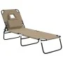 Tumbona plegable acero recubrimiento en polvo tela Oxford taupe de vidaXL, Tumbonas - Ref: Foro24-360179, Precio: 74,61 €, De...