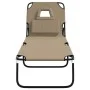 Tumbona plegable acero recubrimiento en polvo tela Oxford taupe de vidaXL, Tumbonas - Ref: Foro24-360179, Precio: 74,61 €, De...