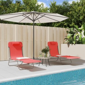 Tumbonas plegables 2 uds acero y textilene rojo de vidaXL, Tumbonas - Ref: Foro24-360182, Precio: 87,36 €, Descuento: %