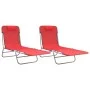 Folding sun loungers 2 pcs steel and red textilene by vidaXL, Loungers - Ref: Foro24-360182, Price: 71,20 €, Discount: %