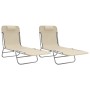 Tumbonas plegables 2 uds acero y textilene color crema de vidaXL, Tumbonas - Ref: Foro24-360185, Precio: 112,08 €, Descuento: %