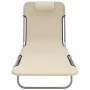 Tumbonas plegables 2 uds acero y textilene color crema de vidaXL, Tumbonas - Ref: Foro24-360185, Precio: 85,18 €, Descuento: %