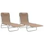 Tumbonas plegables 2 uds acero y textilene gris taupe de vidaXL, Tumbonas - Ref: Foro24-360186, Precio: 93,18 €, Descuento: %