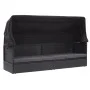 Gartenliege mit schwarzer synthetischer Rattan-Markise von vidaXL, Liegen - Ref: Foro24-46092, Preis: 246,40 €, Rabatt: %