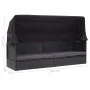 Tumbona de jardín con toldo ratán sintético negro de vidaXL, Tumbonas - Ref: Foro24-46092, Precio: 246,40 €, Descuento: %