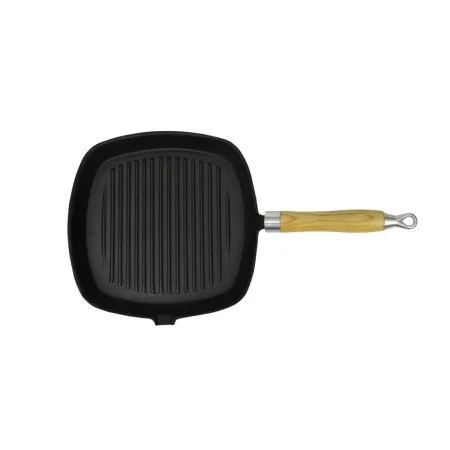 Sartén parrilla de hierro fundido con mango de madera 20x20 cm de vidaXL, Planchas - Ref: Foro24-50125, Precio: 24,42 €, Desc...