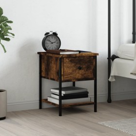 Mesita de noche madera de ingeniería roble ahumado 34x35,5x45cm de vidaXL, Mesitas de noche - Ref: Foro24-825857, Precio: 39,...