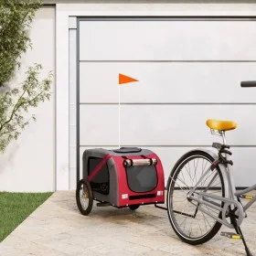 Pet Bicycle Trailer Iron Oxford Cloth Red Gray by vidaXL, pet strollers - Ref: Foro24-93880, Price: 94,13 €, Discount: %