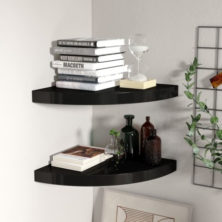 Estantes flotantes de esquina 2 uds MDF negro 35x35x3,8 cm de vidaXL, Estantes y estanterías - Ref: Foro24-323920, Precio: 55...