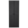 Armario de almacenaje de jardín ratán PP negro 65x45x172 cm de vidaXL, Taquillas y armarios de almacenamiento - Ref: Foro24-1...