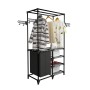 Perchero de ropa de acero y textil no tejido 87x44x158 cm negro de vidaXL, Organizadores de vestidores y perchas de barra - R...