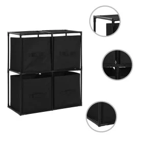 Armario almacenaje con 4 cestas de tela acero negro 63x30x71 cm de vidaXL, Taquillas y armarios de almacenamiento - Ref: Foro...